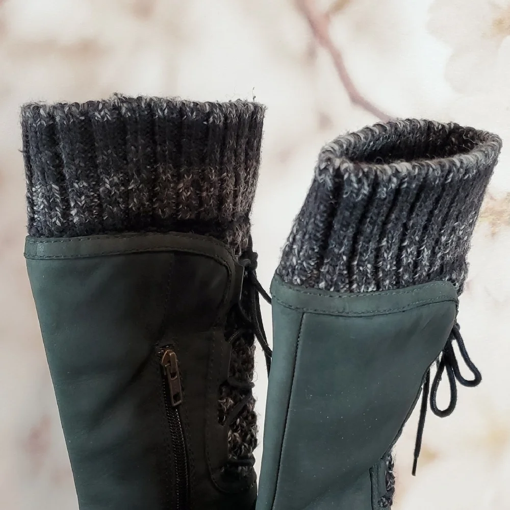 UGG Gray Boots with Knit Cuff - 6